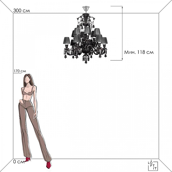 Подвесная люстра Loft IT Zenith 10210/12 Black