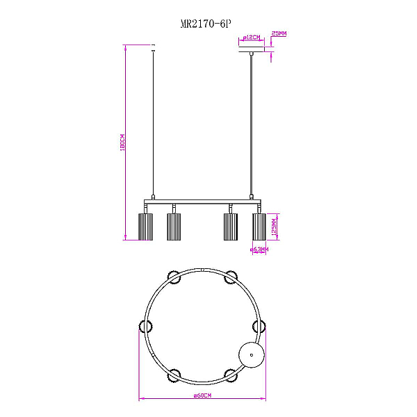 Подвесная люстра MyFar Alex MR2170-6P