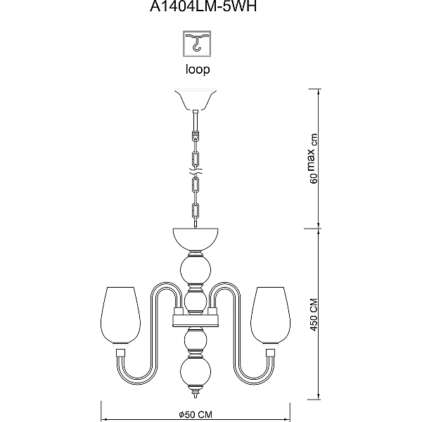 Подвесная люстра Arte Lamp 96 A1404LM-5WH