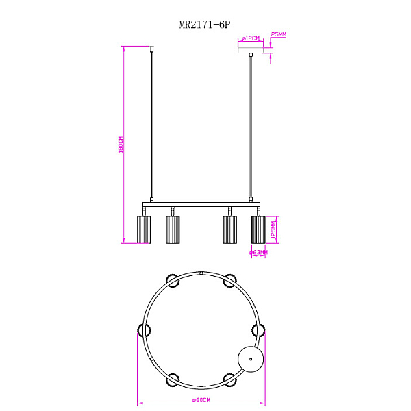 Подвесная люстра Myfar Alex MR2171-6P