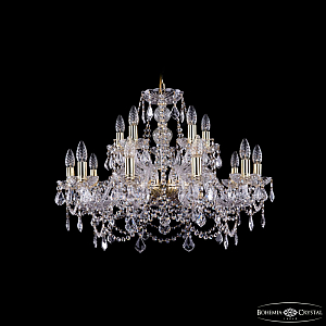Подвесная люстра Bohemia Ivele Crystal 1411/10+5/240 G Leafs