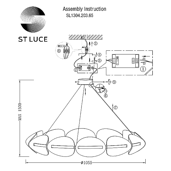 Подвесной светодиодный светильник ST Luce Etoile SL1304.203.65