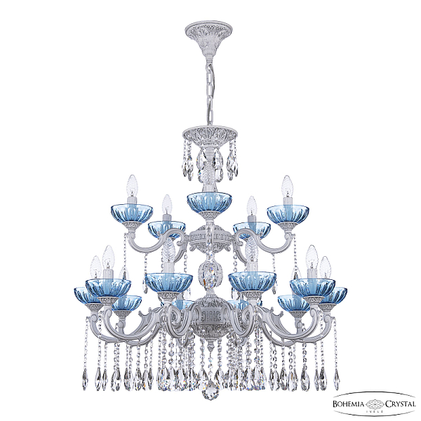 Подвесная люстра Bohemia Ivele Crystal AL78101/10+5/250/2D A WMN P Aquamarine/M-1H