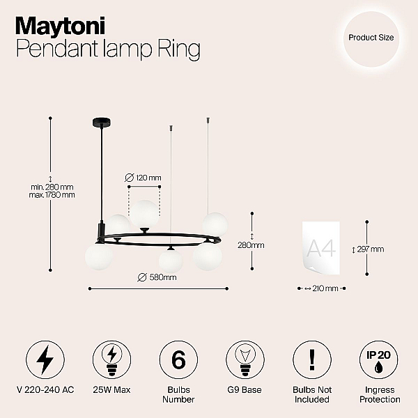 Подвесная люстра Maytoni Ring MOD013PL-06B
