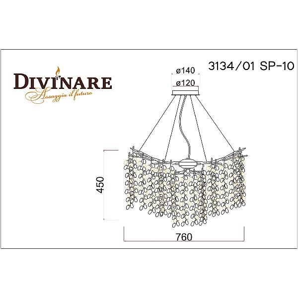 Подвесная люстра Divinare Salice 3134/01 SP-10