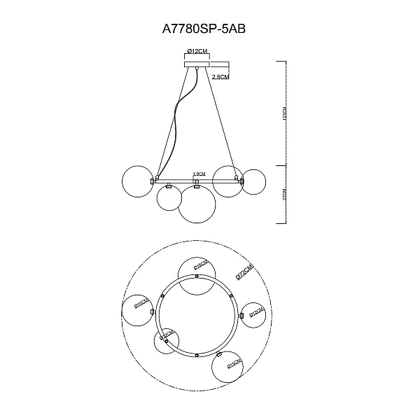 Подвесная люстра Arte Lamp Albus A7780SP-5AB
