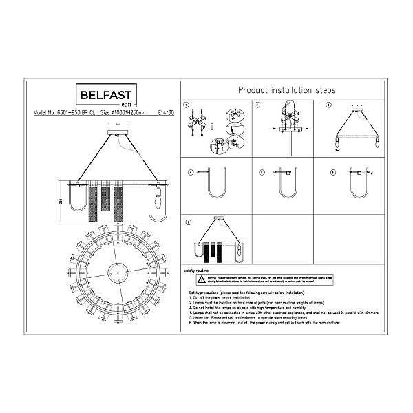 Подвесная люстра Belfast Severn 6601-950 BR CL