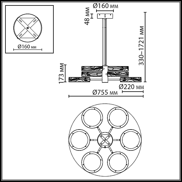 Подвесная люстра Odeon Light Riviera L-Vision 5450/99LB