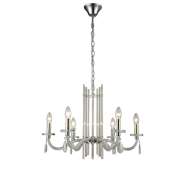 Подвесная люстра Crystal Lux AURELIO SP6 GOLD+CHROME/TRANSPARENT