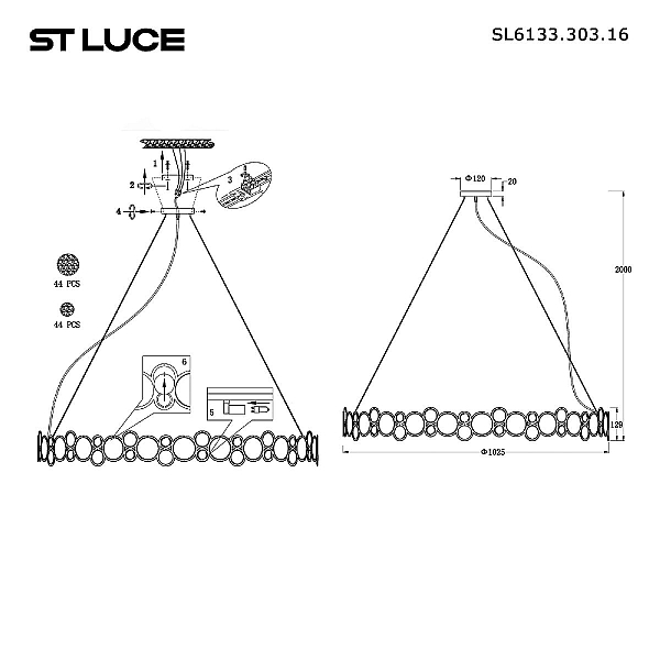 Подвесная люстра ST Luce Swatch SL6133.303.16