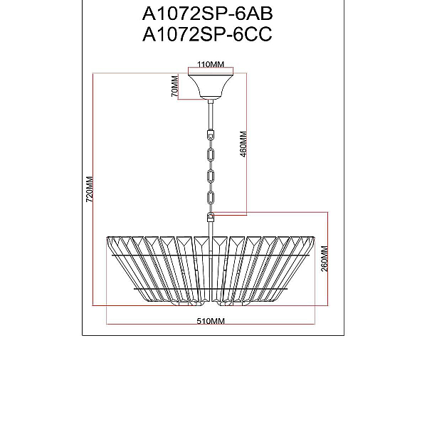 Подвесная люстра Arte Lamp Florizel A1072SP-6AB