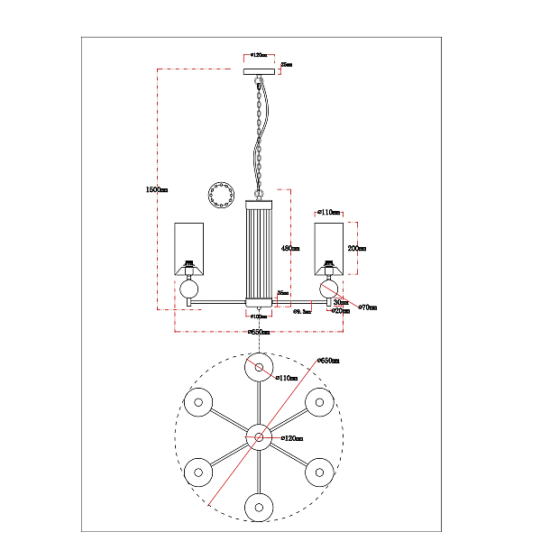 Подвесная люстра Arte Lamp MATAR A4027LM-6PB
