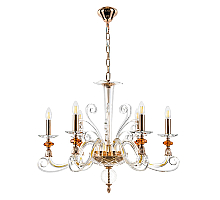 Подвесная люстра Crystal lux CATARINA SP6 V2 GOLD/TRANSPARENT-COGNAC