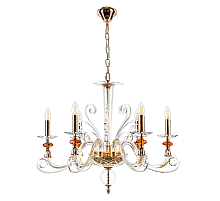Подвесная люстра Crystal lux CATARINA SP6 V2 GOLD/TRANSPARENT-COGNAC