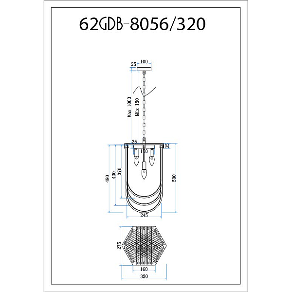 Подвесная люстра Garda Decor 62GDM-8056-320