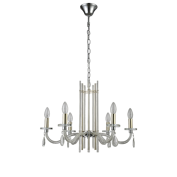 Подвесная люстра Crystal Lux AURELIO SP6 GOLD+CHROME/TRANSPARENT