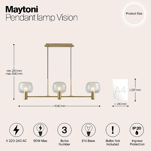 Подвесная люстра Maytoni Vision MOD411PL-03G