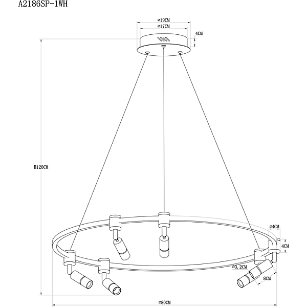 Подвесная светодиодная люстра Arte Lamp Ring A2186SP-1WH