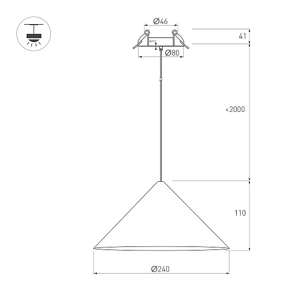 Подвесной светильник Arlight SP-MAKOTO-R240-10W Warm3000 (BK, 36 deg, 230V, TRIAC) 057212
