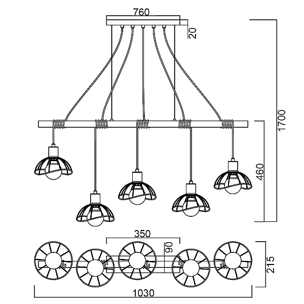 Подвесной светильник Vele Luce Formula VL6482P05