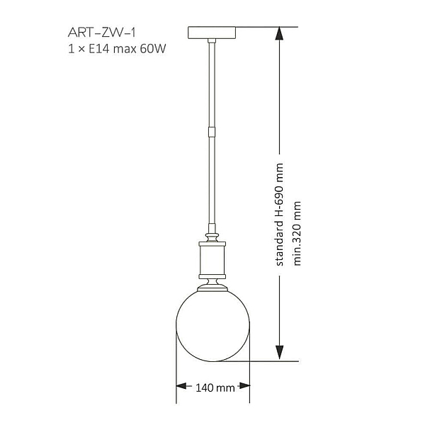 Подвесной светильник Kutek Mood Artu Glass ART-ZW-1 (N) G