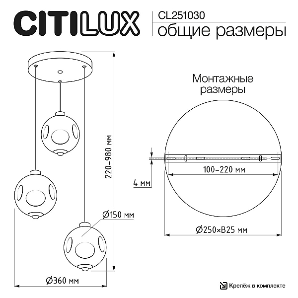 Подвесной светильник Citilux Noona CL251030