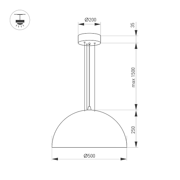 Подвесной светодиодный светильник SP-RESTO-HANG-R500-30W Warm3000 039699