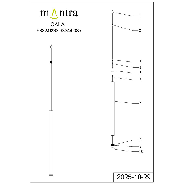 Подвесной модульный светильник без основания Mantra Cala 9335