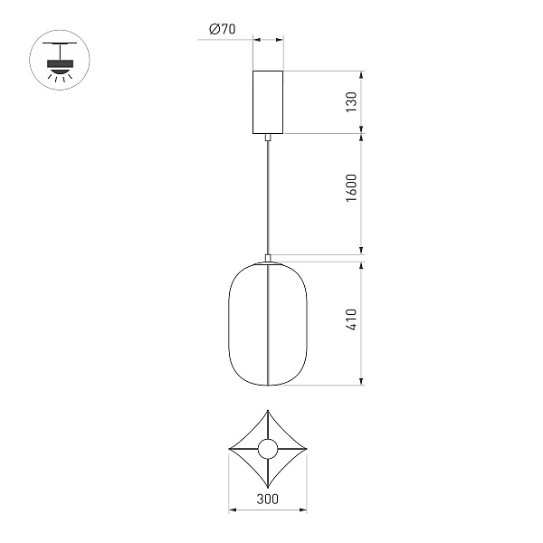 Подвесной светильник Arlight SP-SETA-HANG-L410х300-7W Warm2700 (WH, 320 deg, 230V) (IP20, Натуральный шелк) 056883