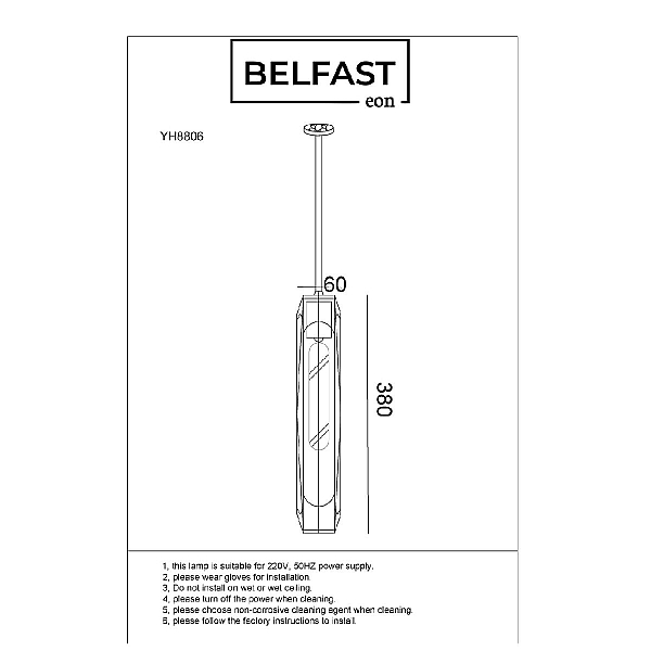 Подвесной светильник Belfast Gibson 6133-1 BR CA