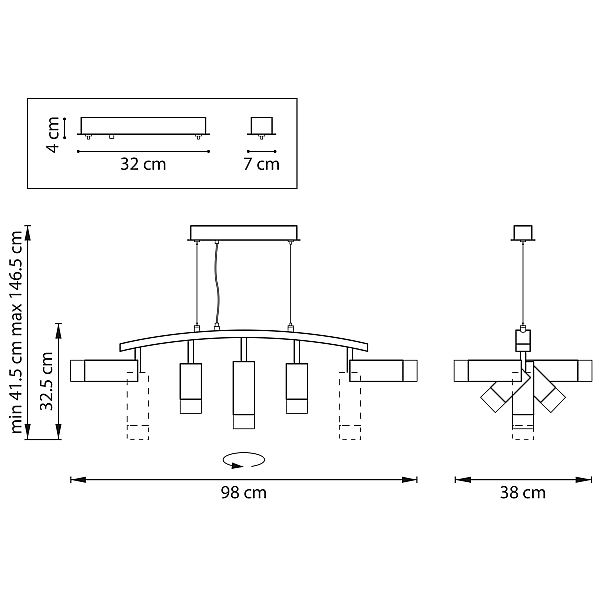 Подвесной светильник Lightstar Rullo LR7353628631 (571735+214436-2+214486-3+202431-5)