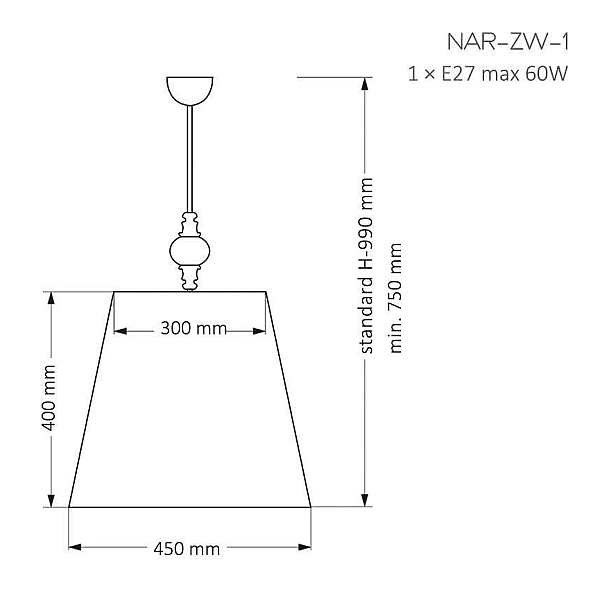 Подвесной светильник Kutek Mood Narni NAR-ZW-1 (CZ)