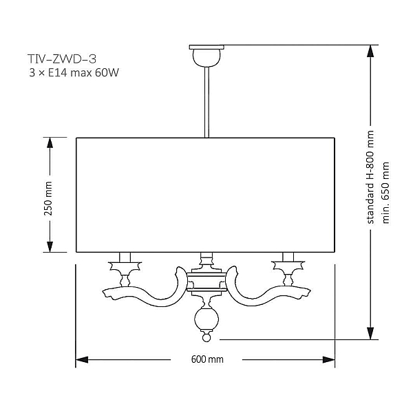 Подвесная люстра KUTEK MOOD Tivoli TIV-ZWD-3(N)