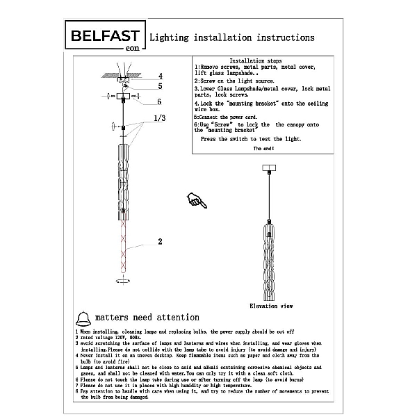 Подвесной светильник Belfast Grosvenor 167-1 CR CL