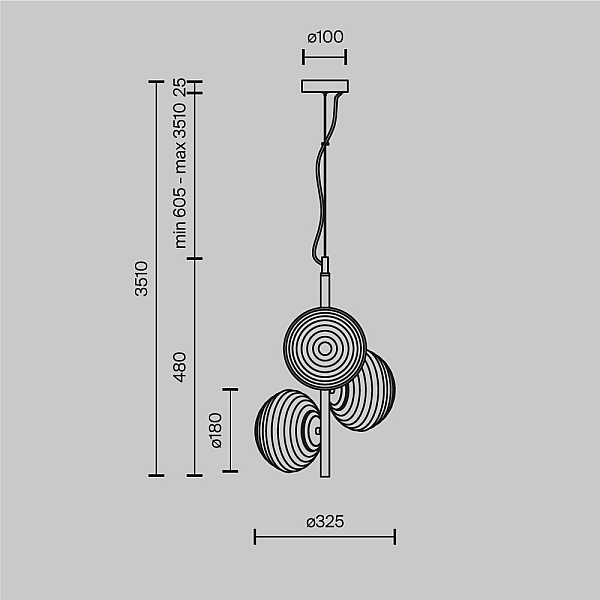 Подвесная люстра Maytoni Reels MOD268PL-03G