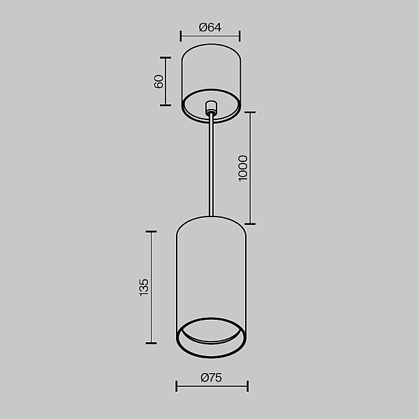 Подвесной светодиодный светильник Maytoni Technical Vol P100PL-20W3K-BS