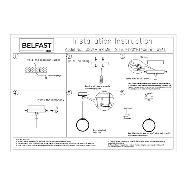 Подвесной светильник Belfast Ravenhill 3271A BR MB