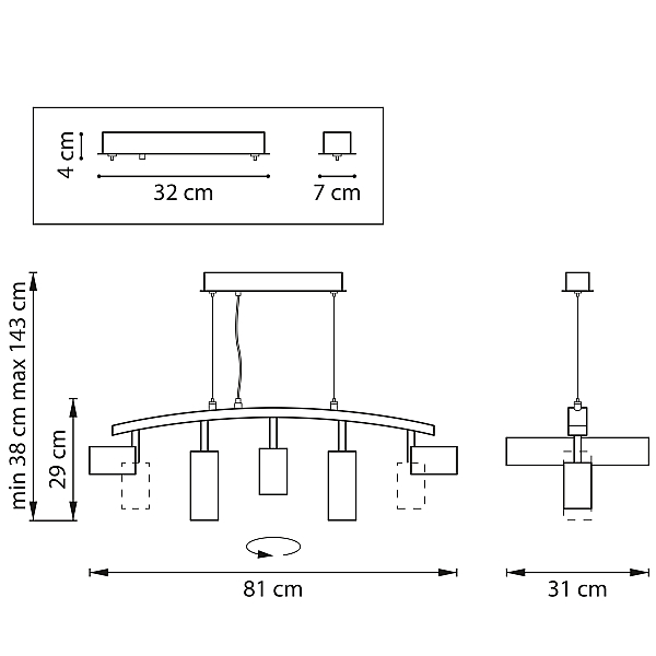 Подвесной светильник Lightstar Rullo LR735373872 (571735+214437-3+214487-2)