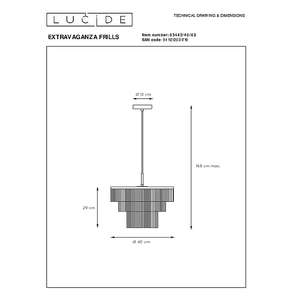 Подвесной светильник Lucide Extravaganza Frills 03442/40/02