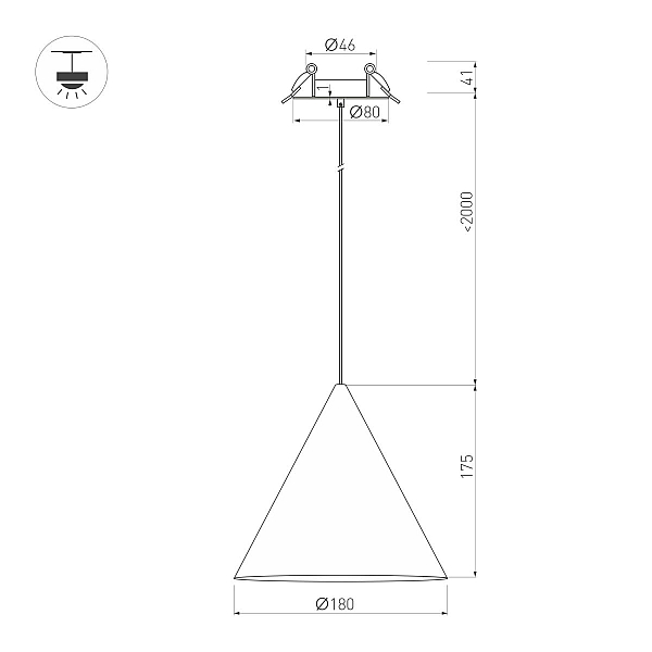 Подвесной светильник Arlight SP-MAKOTO-R180-10W Warm3000 (WH, 36 deg, 230V, TRIAC) 057205