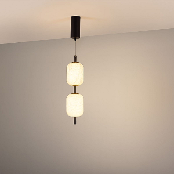 Подвесной светильник Arlight SP-CARAMELA-HANG-R120-7W Warm2700 (BK, 300 deg, 230V) (IP20, Натуральный шелк) 056886