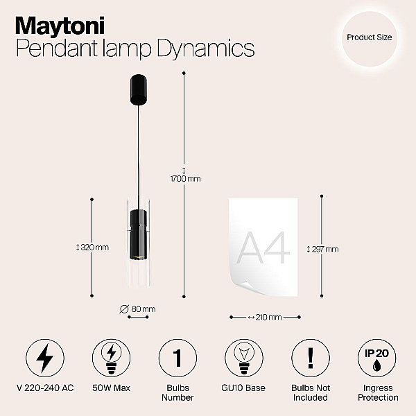 Подвесной светильник Maytoni Dynamics MOD326PL-01B