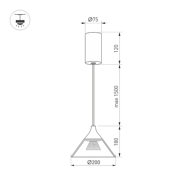 Подвесной светильник Arlight SP-OMBRELLO-HANG-R200-7W Warm3000 (BK, 30 deg, 230V) (IP20 Металл) 059590