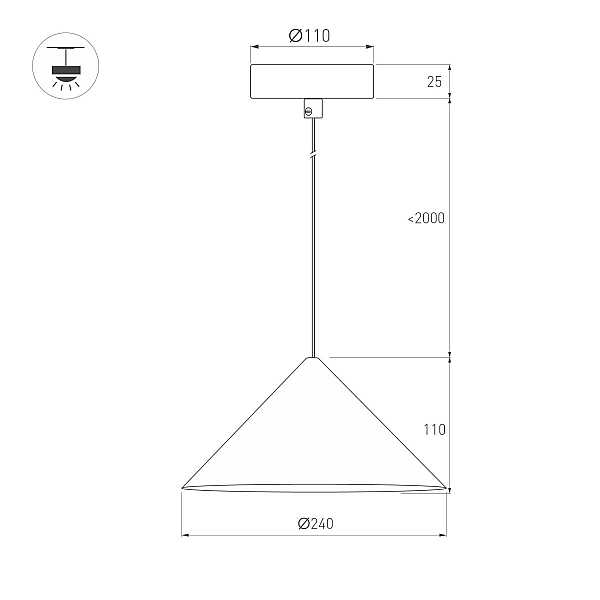 Подвесной светильник Arlight SP-MAKOTO-R240-10W Warm3000 (BK, 36 deg, 230V, TRIAC) 057212