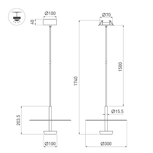 Подвесной светильник Arlight  SP-CAMPANA-HANG-D300-9W Warm3000 (BK, 130 deg, 230V) (IP20 Металл) 059595