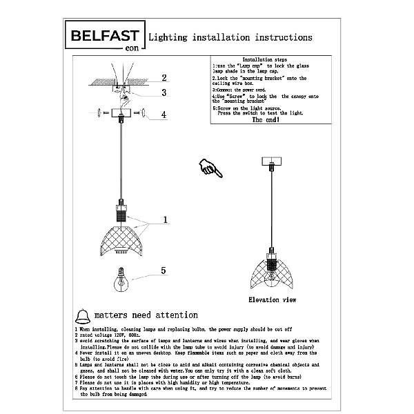 Подвесной светильник Belfast Millfield D33331-1 GL CA