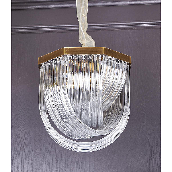 Подвесной светильник Delight Collection Murano Glass A001-400 L4 brass/clear