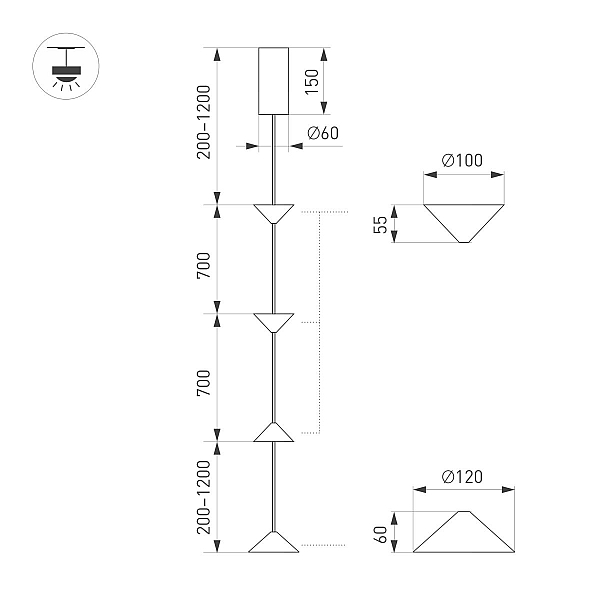 Подвесной Светильник Arlight SP-CALICE-SURFACE-R120-12W Warm2700 (BK, 110 deg, 230V) (IP20 Металл) 057772