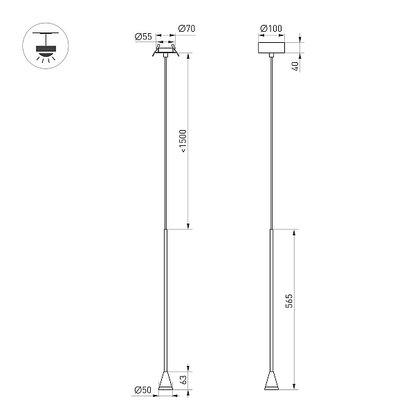 Подвесной светильник Arlight SP-RINAR-HANG-L565-5W Warm3000 (BK, 36 deg, 230V) (IP20 Металл) 059323