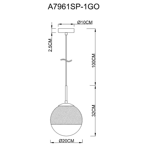 Подвесной светильник Arte Lamp Jupiter Gold A7961SP-1GO